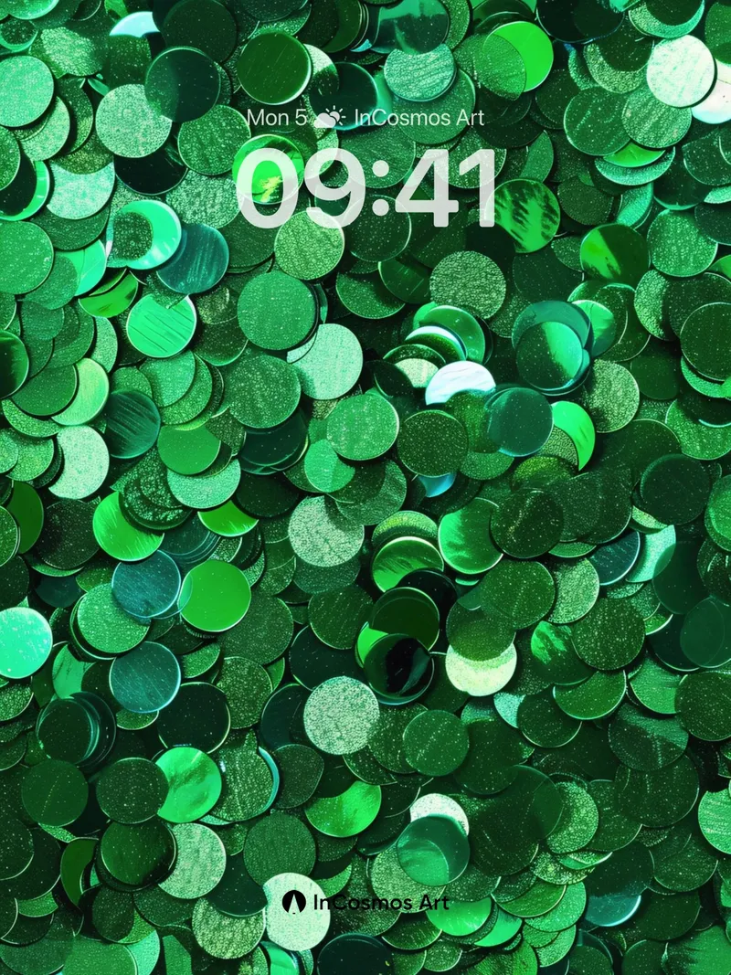 Emerald Pulse Wallpaper with Shimmering Discs