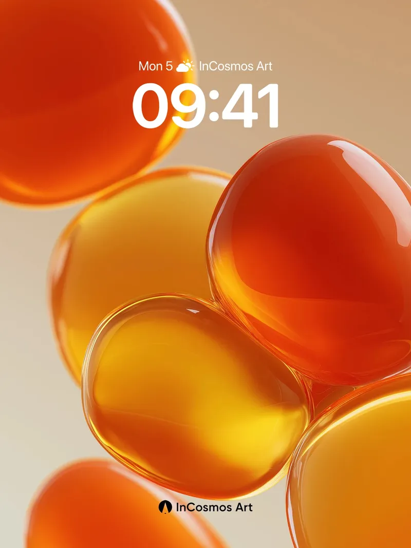 Liquid Amber Wallpaper with Floating Light