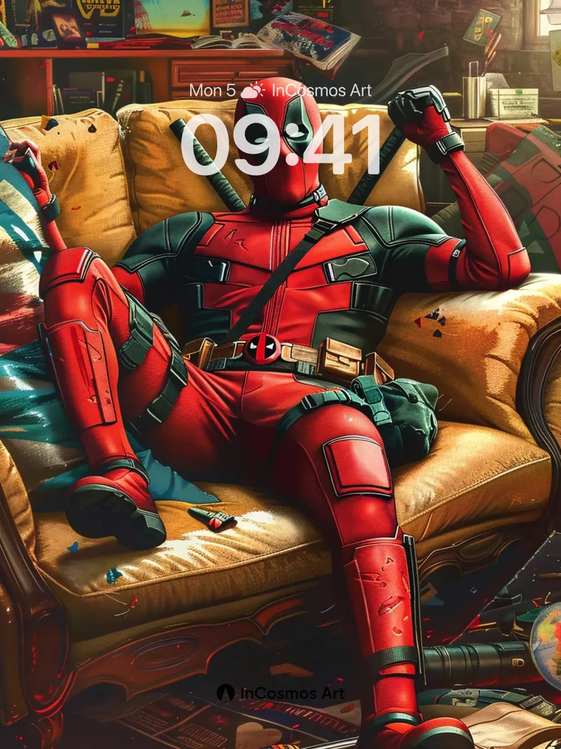 Chaos-Couch Wallpaper with Comic Relics