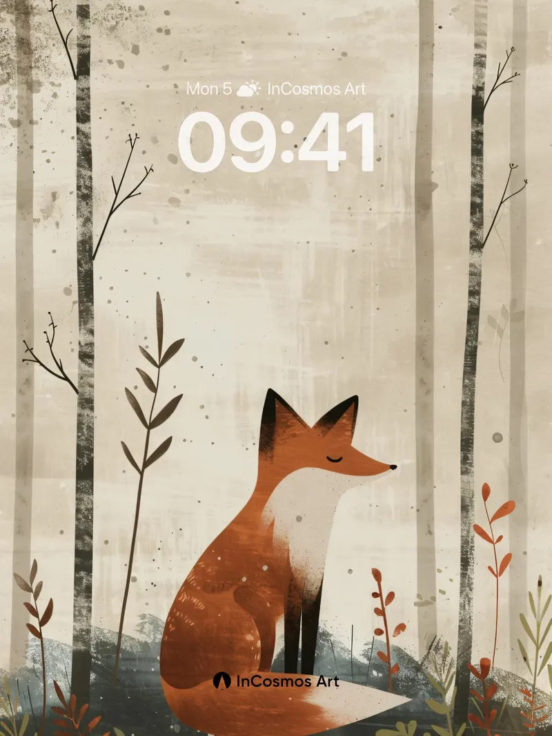 Serene Forest Fox Wallpaper with Whispering Trees