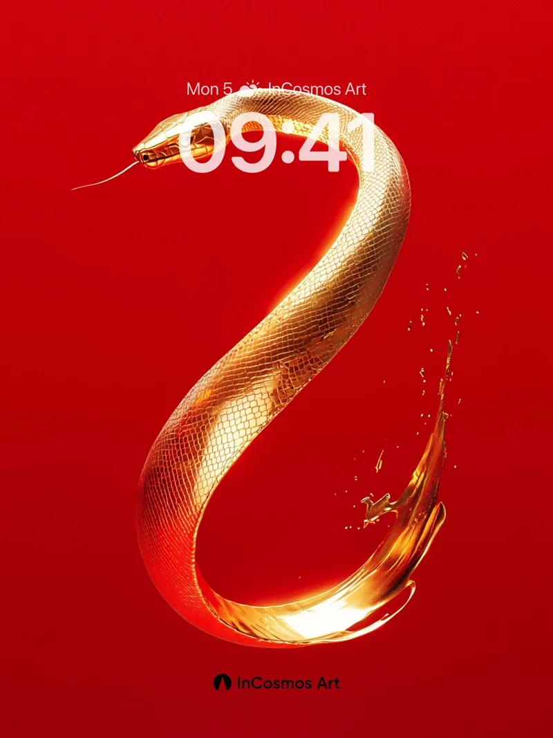 Luminous Serpent Wallpaper with Liquid Gold Tail