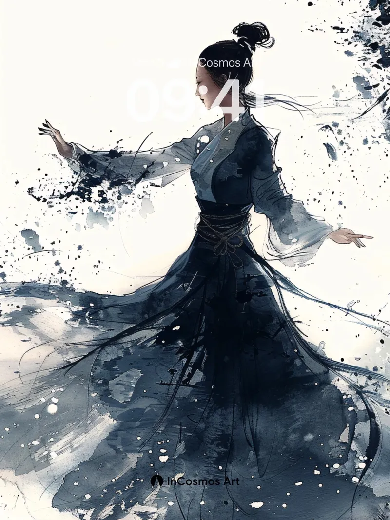 Ink Drift Wallpaper with Floating Shadows