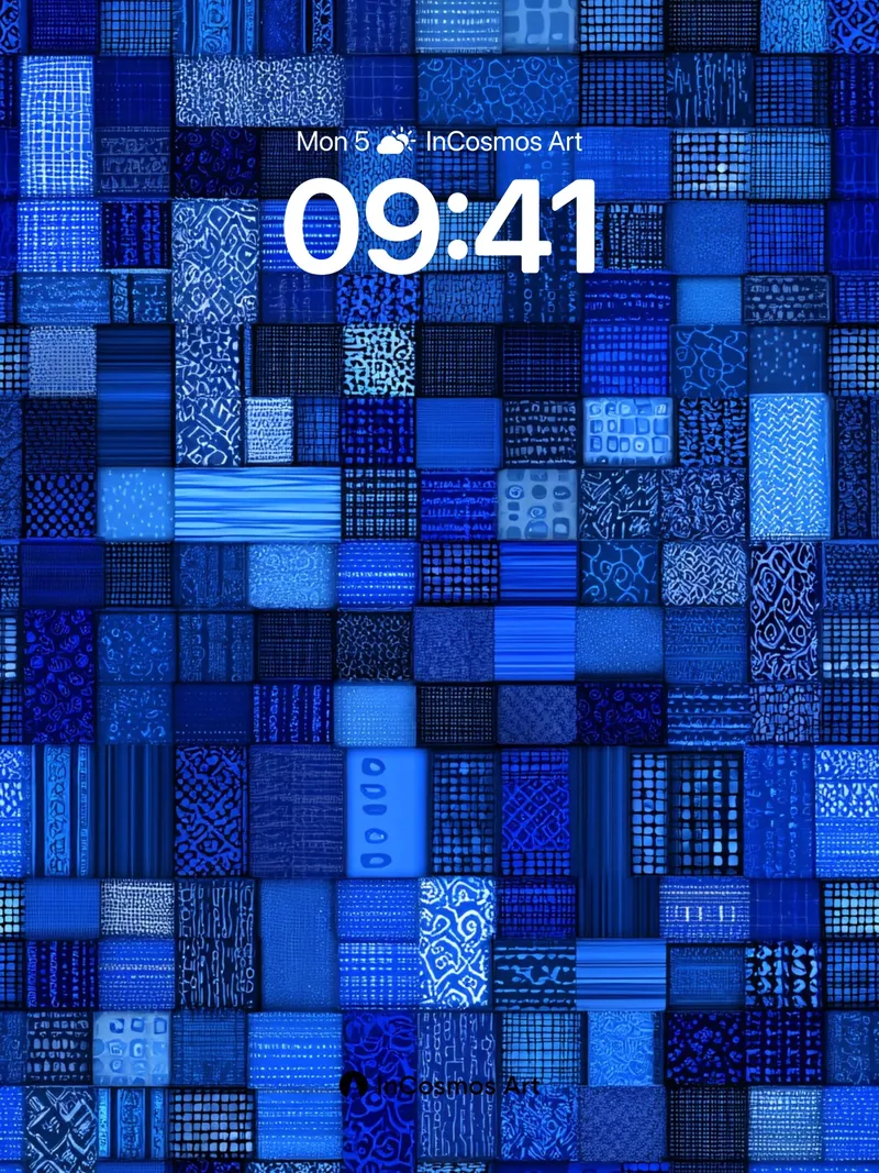 Deep Blue Mosaic Wallpaper with Hidden Codes