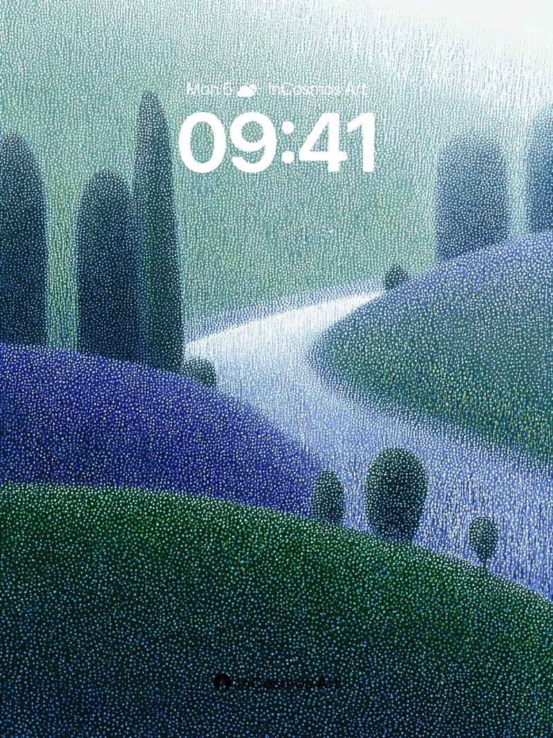 Mist-Woven Valley Wallpaper with Dotted Light