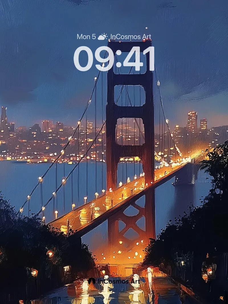 Golden Hush Wallpaper with Rain-Slicked Reflections