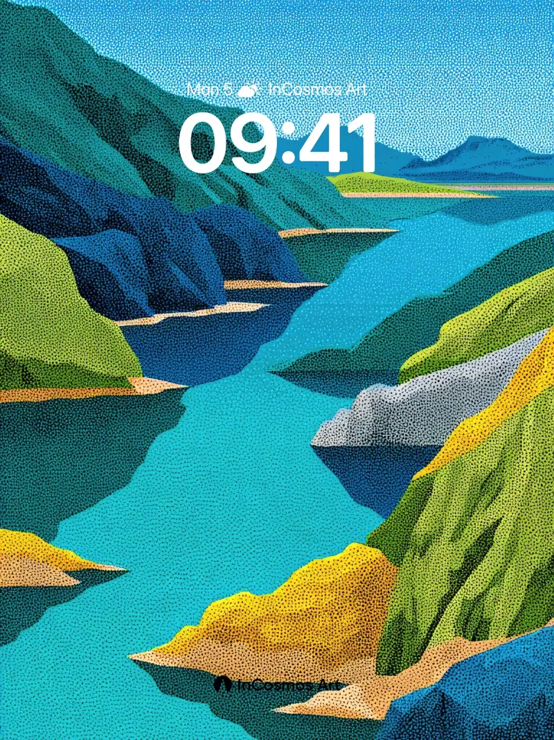 Cerulean Canyon Wallpaper with Dotted Light