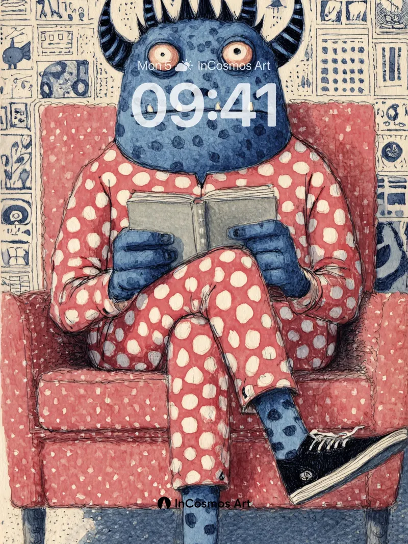 Whimsical Beast Wallpaper with Polka-Dot Comfort