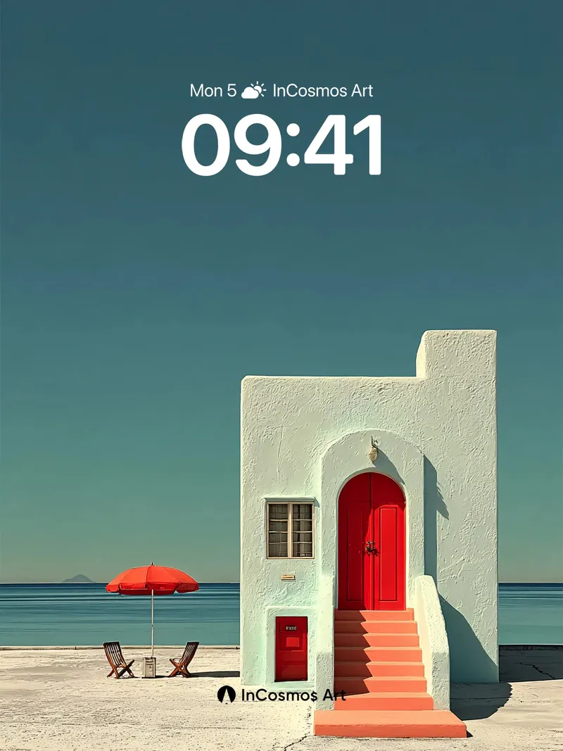 Serene Coastal Wallpaper with Coral Steps