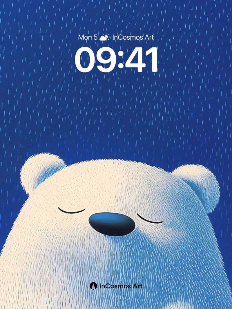Serenity Bear Wallpaper with Rainfall Texture