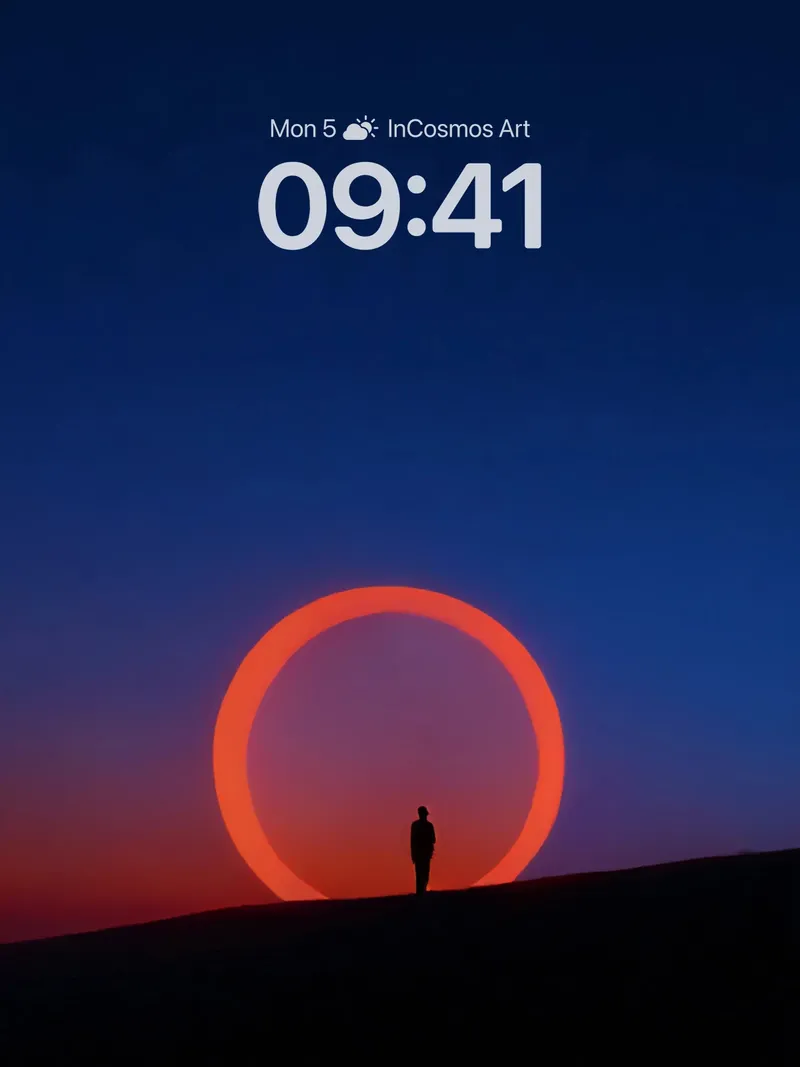 Silhouetted Solitude Wallpaper with Cosmic Ring