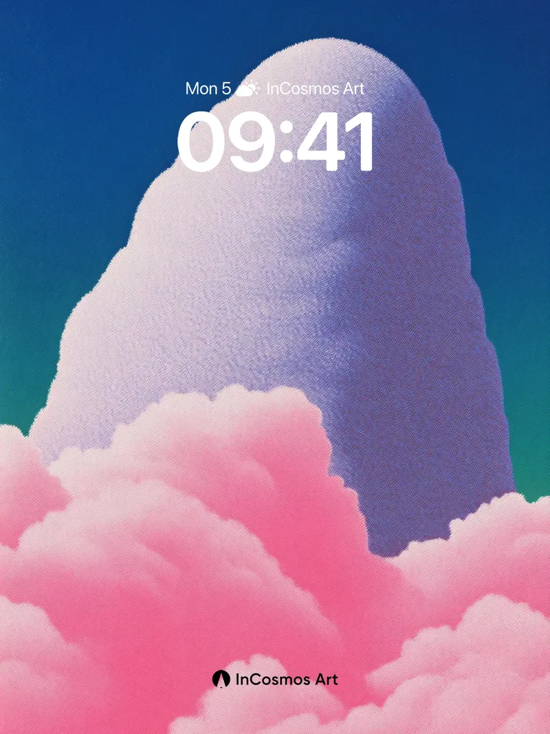 Surreal Cloudscape Wallpaper with Floating Mountain