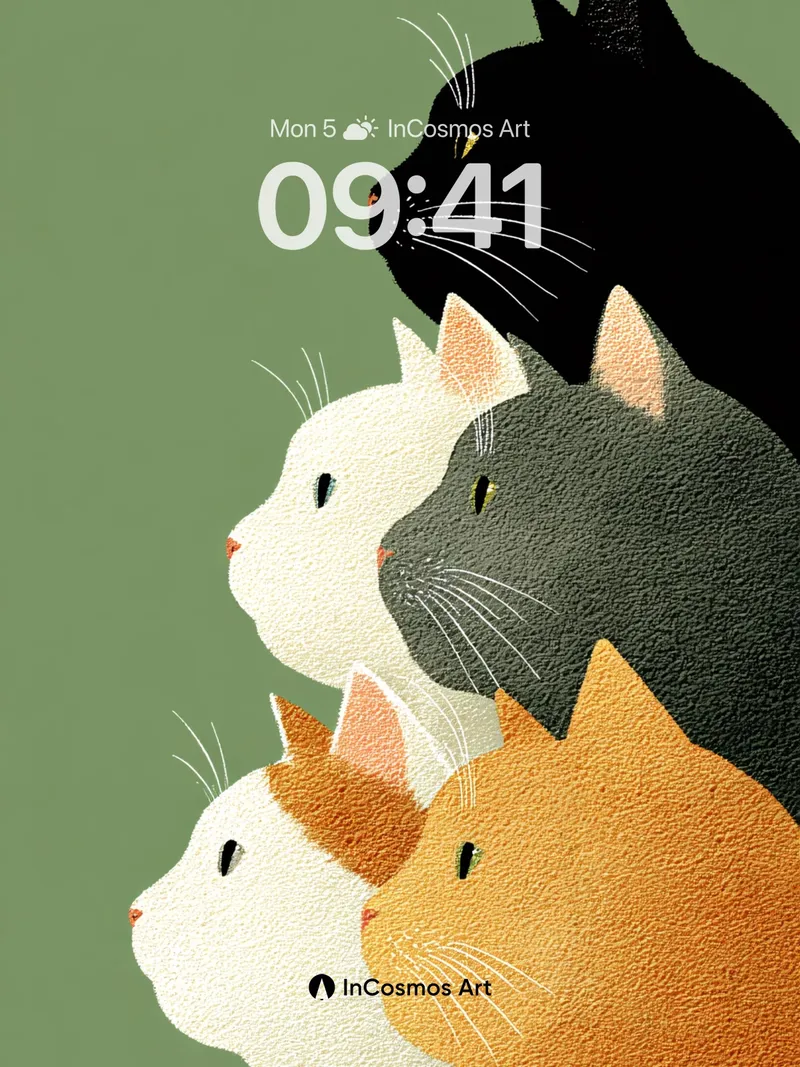 Serene Feline Portrait Wallpaper with Textured Fur