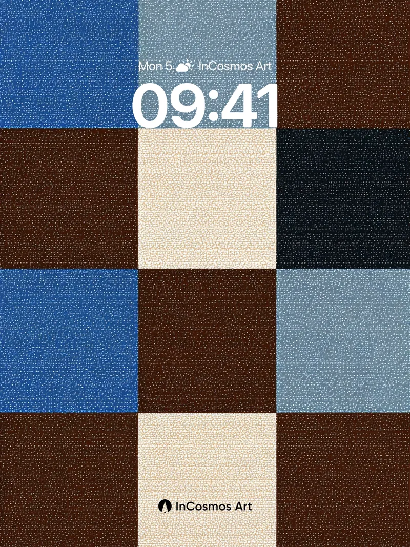 Textured Grid Wallpaper with Earth-Toned Blocks