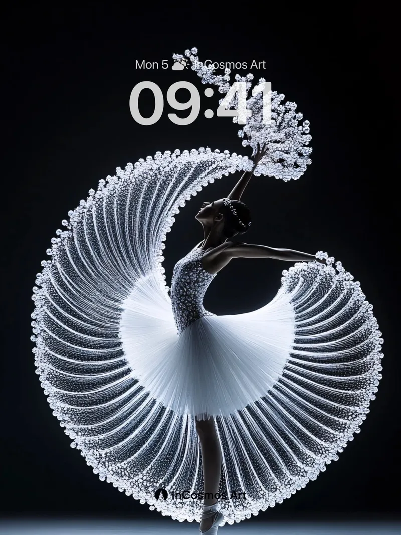 Luminous Spiral Wallpaper with Crystal Wings