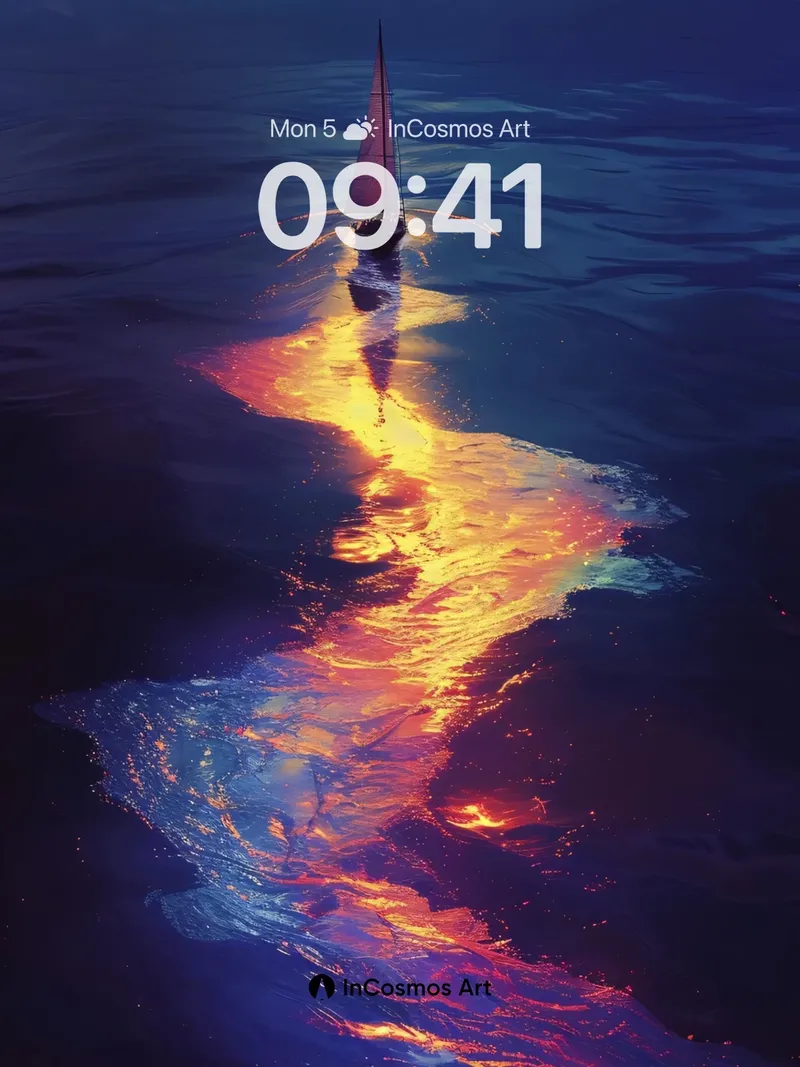 Serenity Sails Wallpaper with Liquid Light Trail