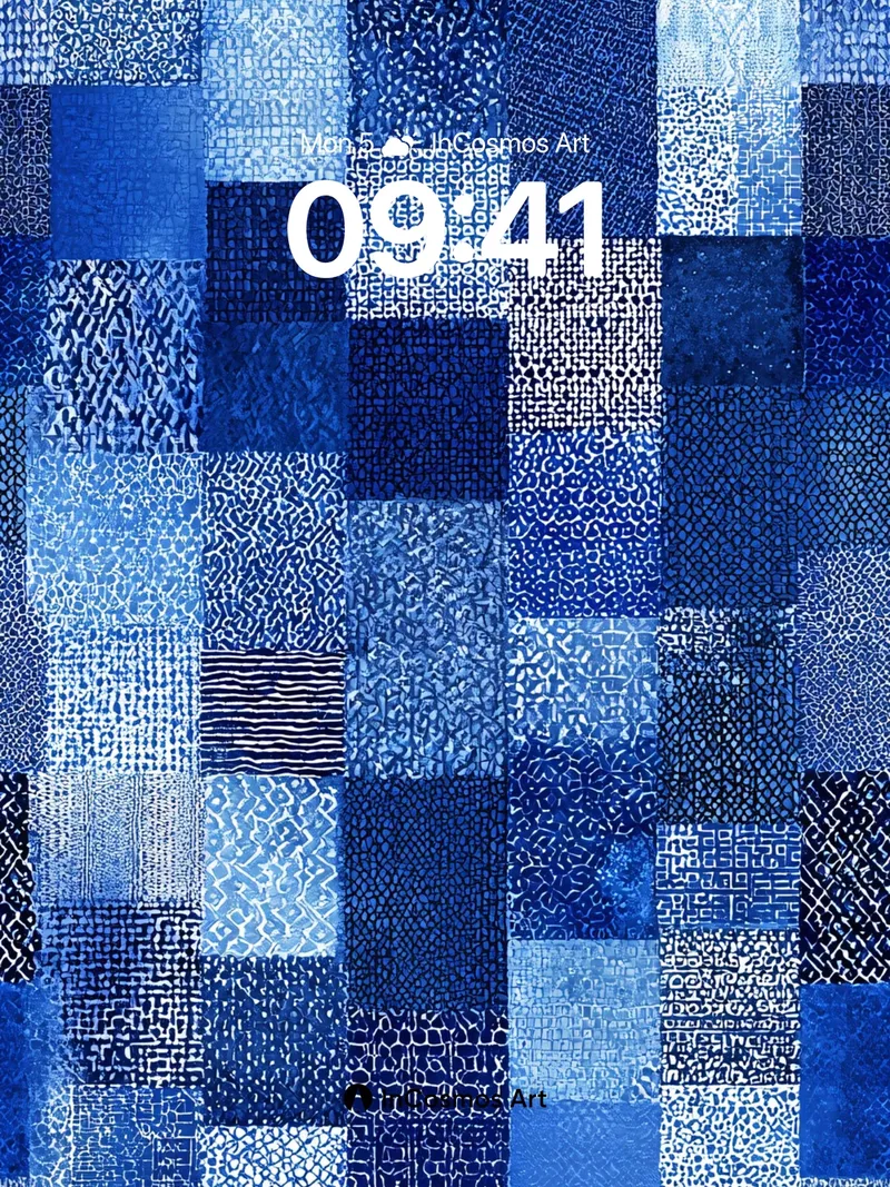Indigo Lattice Wallpaper with Textured Weave