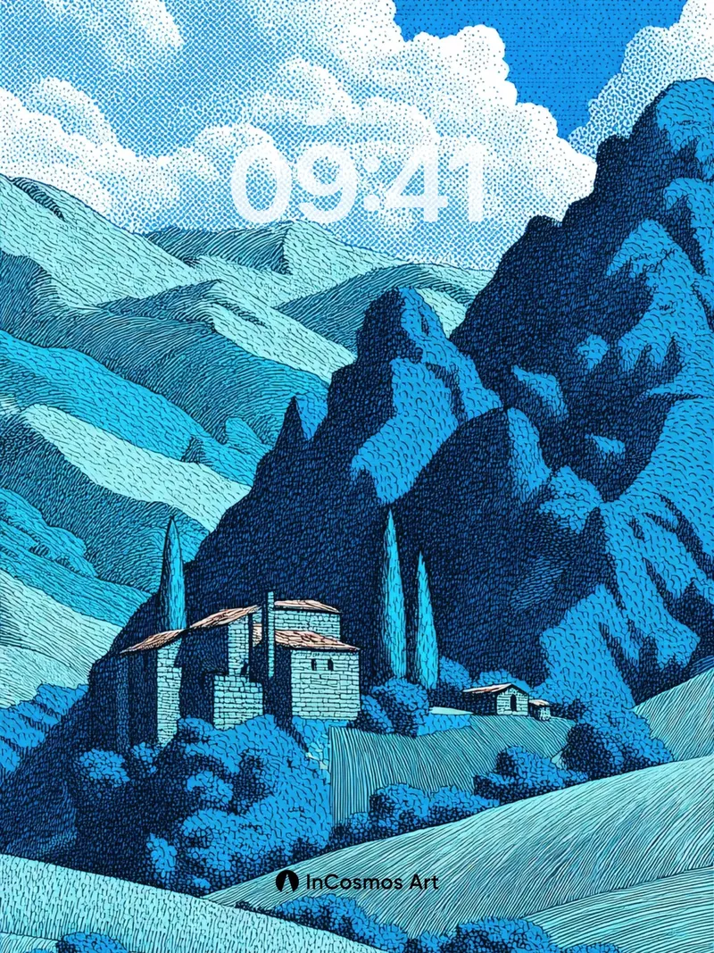 Cobalt Valley Wallpaper with Stone Hues