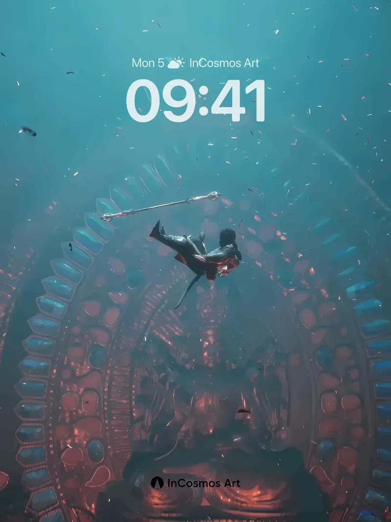 Floating Serenity Wallpaper with Cosmic Buddha