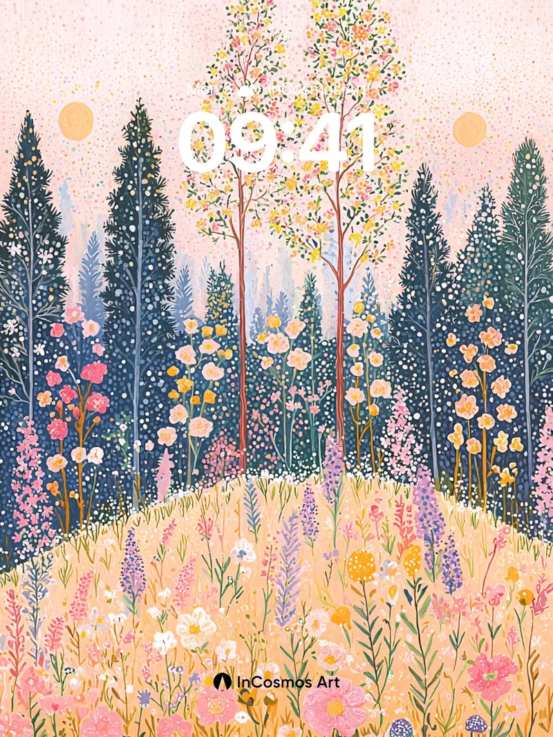 Whispering Bloom Wallpaper with Golden Hush