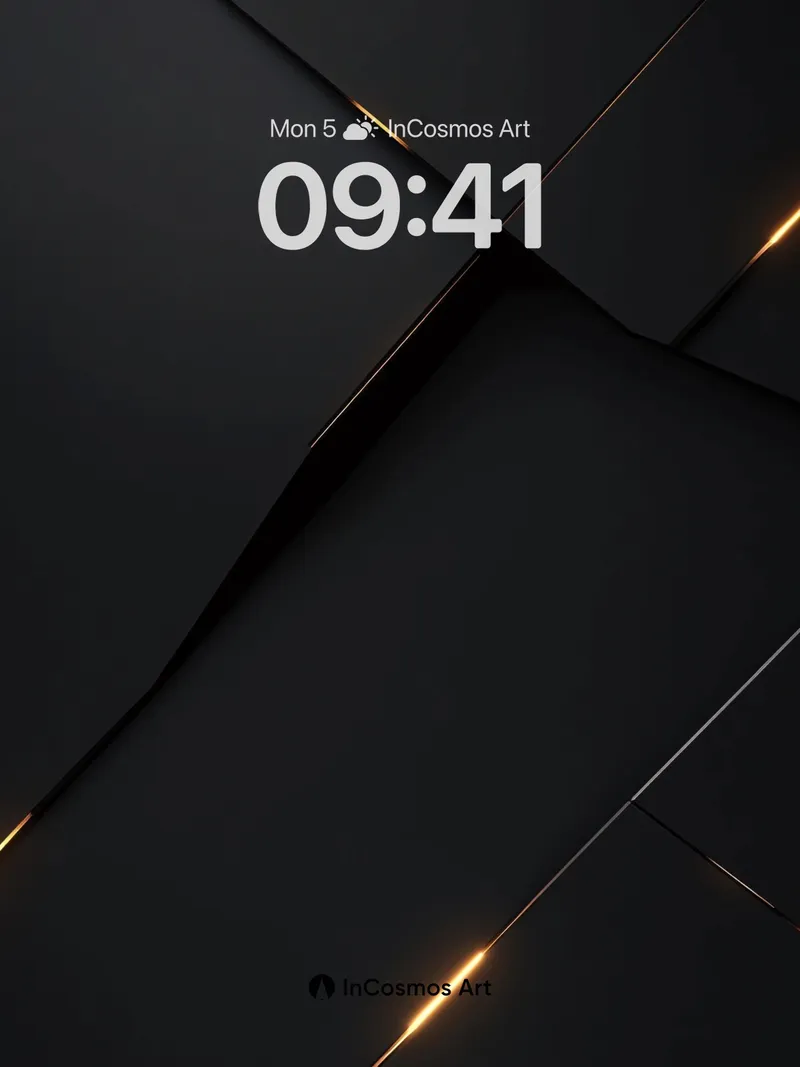 Obsidian Geometry Wallpaper with Golden Veins