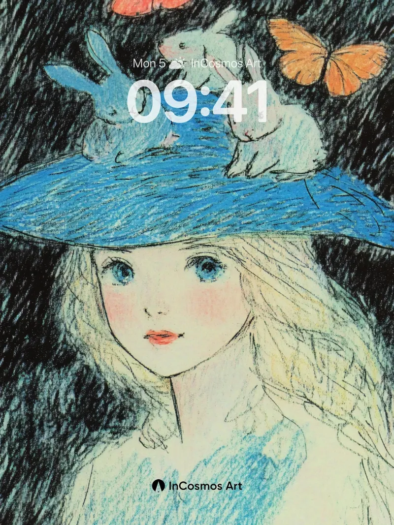 Whimsical Wonderland Wallpaper with Rabbit Hat