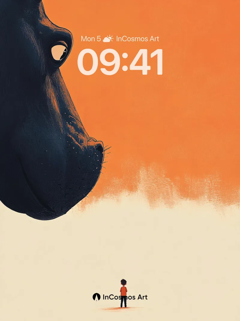 Surreal Gaze Wallpaper with Giant Hippo