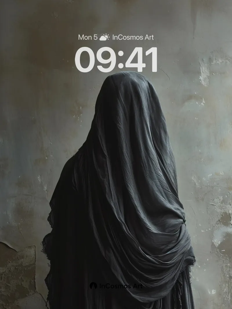 Silent Veil Wallpaper with Draped Shadows