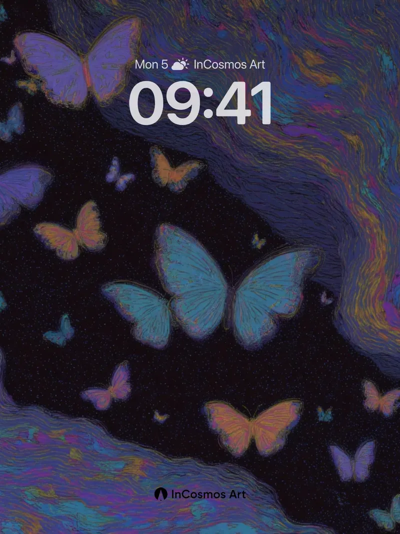 Luminous Butterfly Wallpaper with Swirling Dreamscape