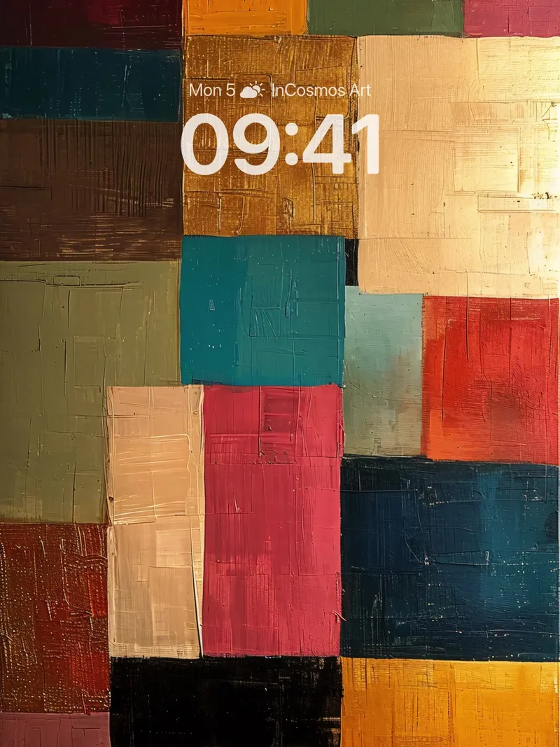 Rustic Grid Wallpaper with Textured Blocks