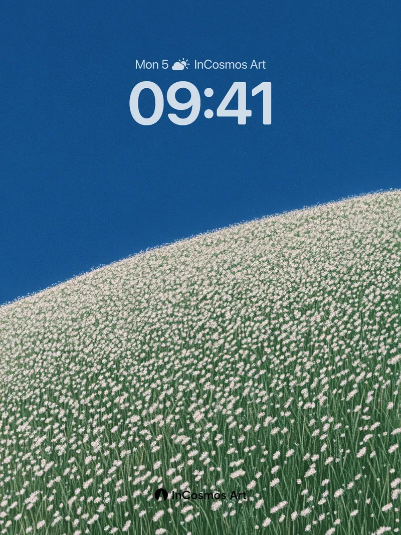 Serenity Field Wallpaper with Skyward Curve