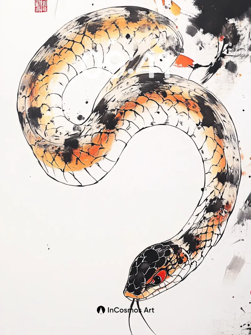 Serpentine Ink Wallpaper with Haunting Eyes