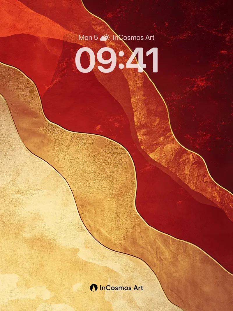 Crimson Dunes Wallpaper with Golden Veins
