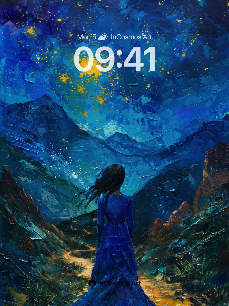 Starry Abyss Wallpaper with Midnight Wanderer