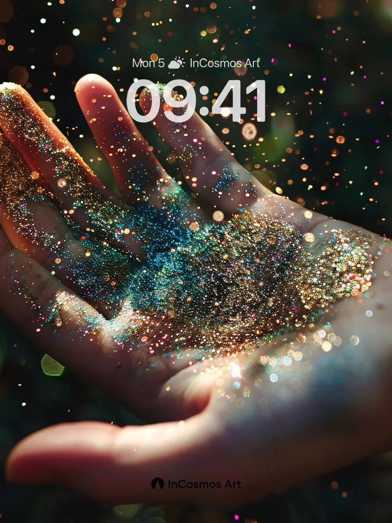 Stardust Palm Wallpaper with Floating Light