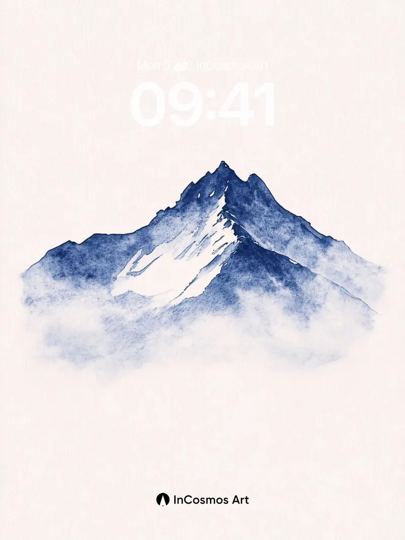 Serenity Peak Wallpaper with Ink Mist
