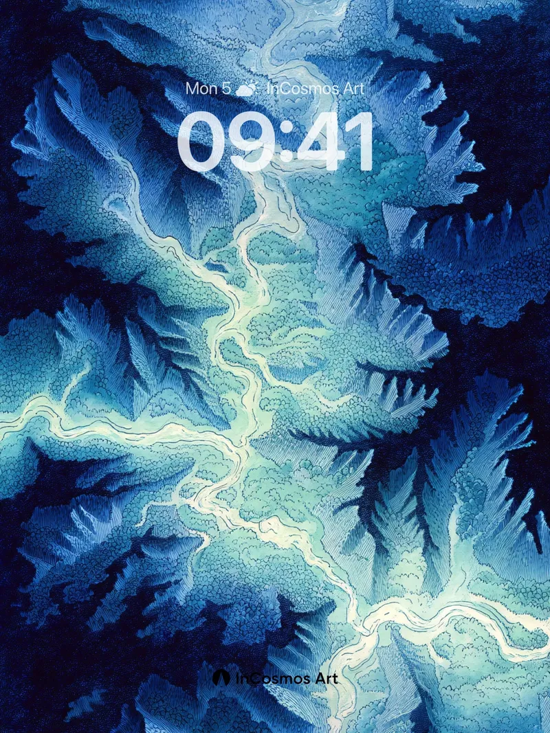 Frozen Vein Wallpaper with Glowing Pathways