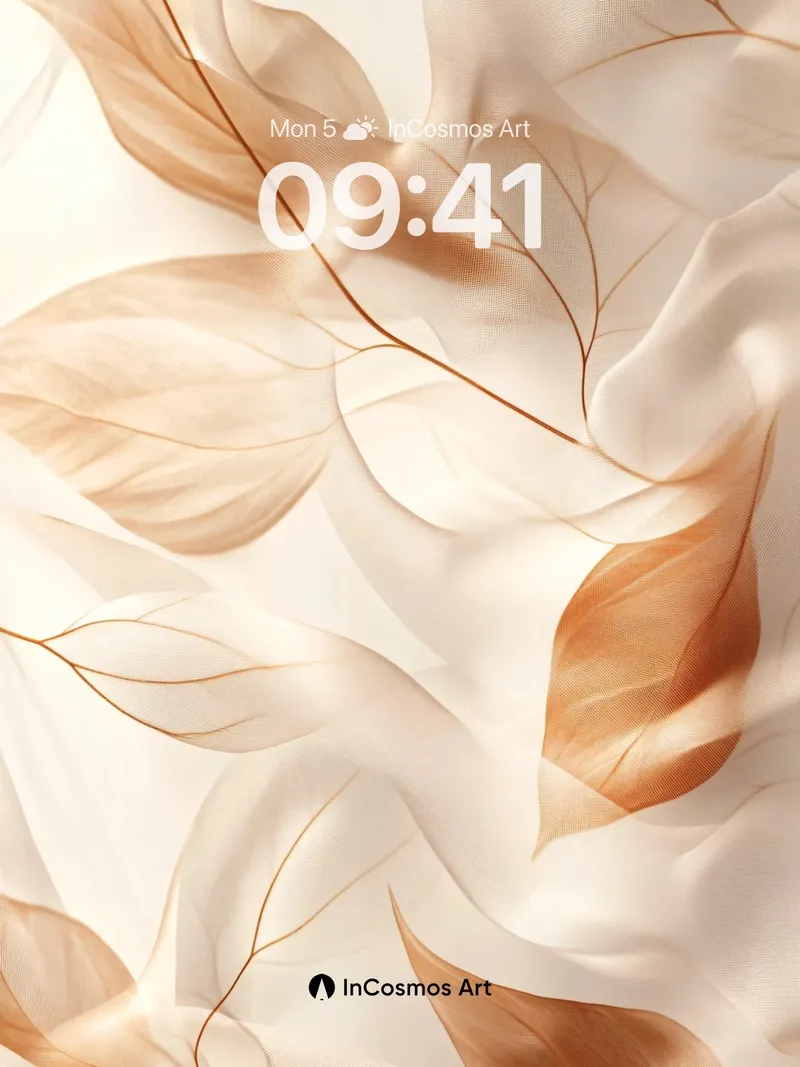 Silken Leaf Veil Wallpaper with Golden Veins