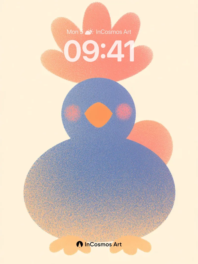 Soft Hush Bird Wallpaper with Coral Crown