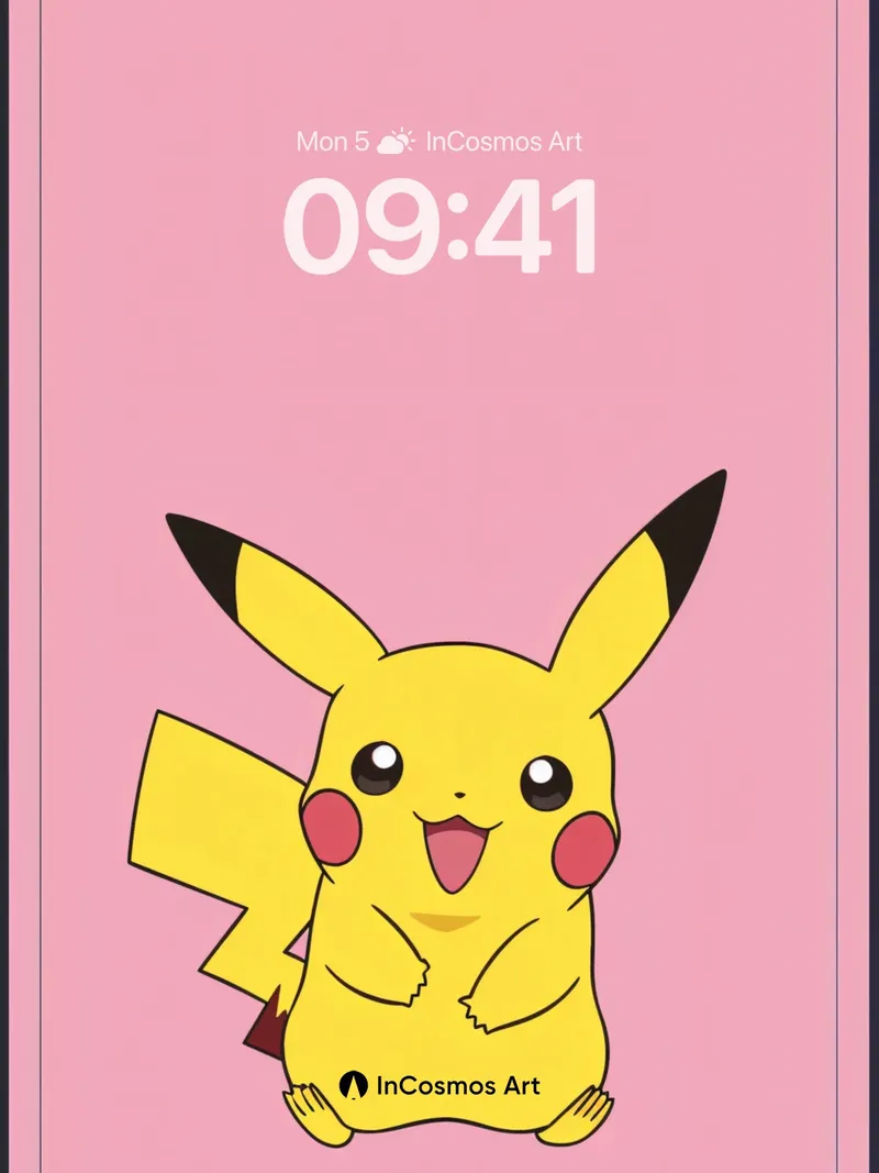 Joyful Pikachu Wallpaper with Cloud Corners