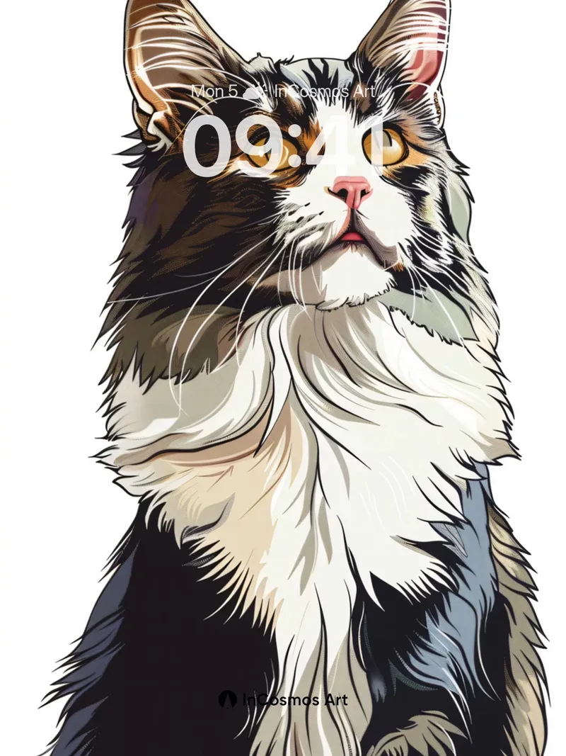 Fur-Lit Portrait Wallpaper with Gilded Eyes