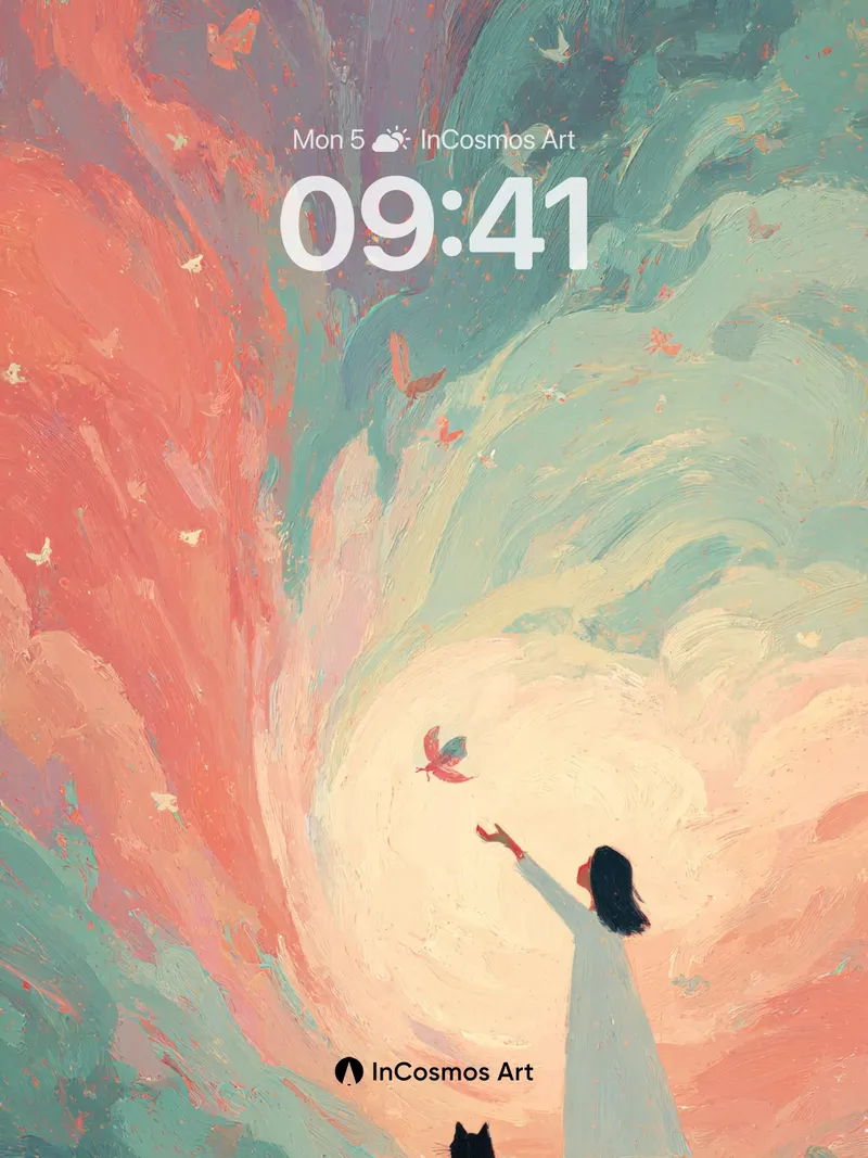 Whispering Vortex Wallpaper with Floating Feathers