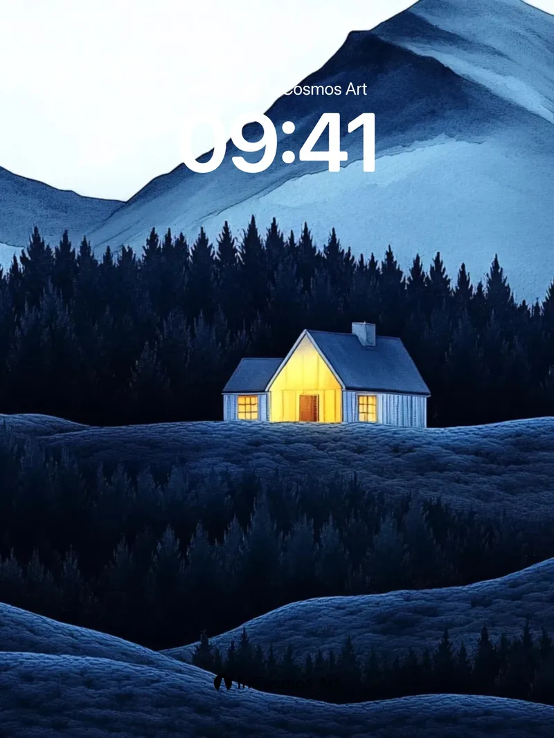 Whispering Peaks Wallpaper with Glowing Hearth
