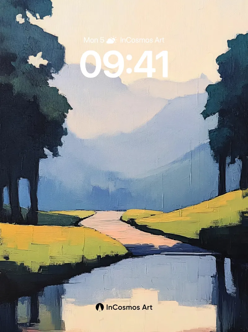 Serene Pathway Wallpaper with Mountain Hush