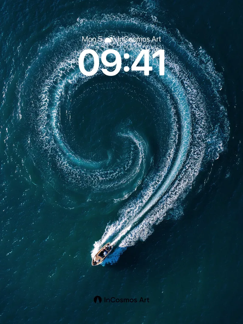 Whirlpool Vortex Wallpaper with Oceanic Trace