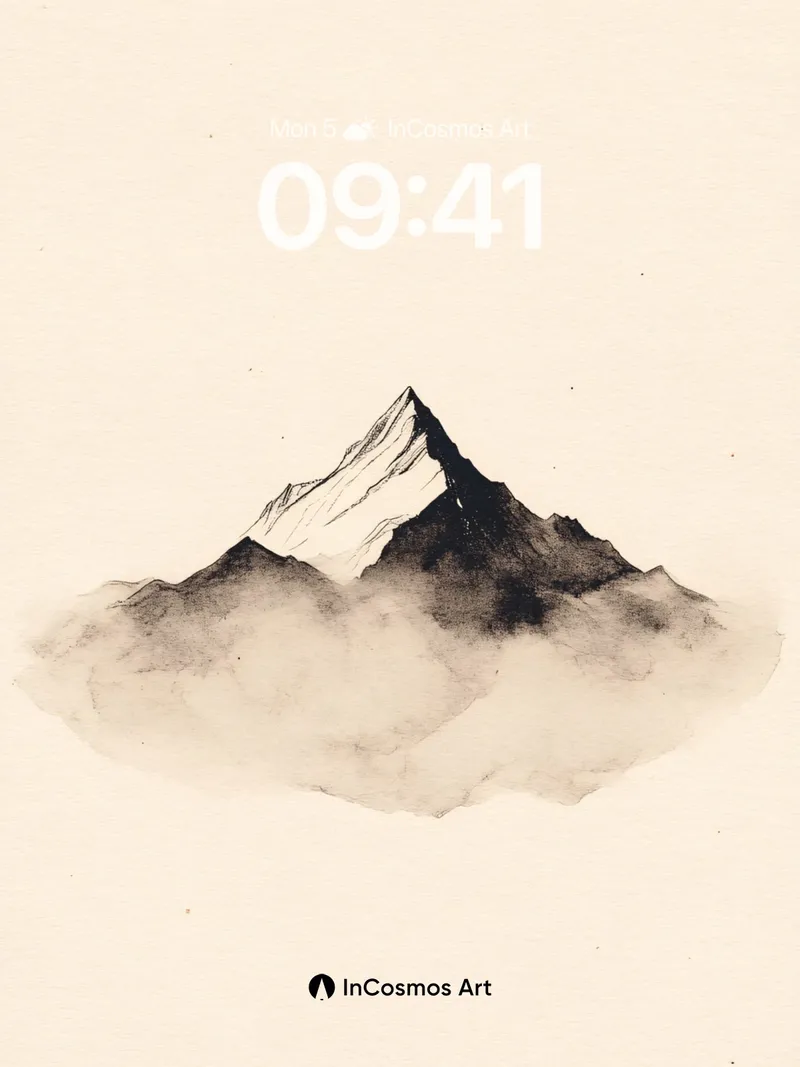 Serenity Peak Wallpaper with Ink Mist