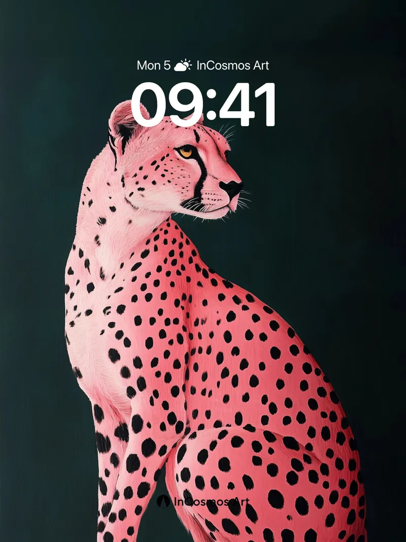Surreal Pink Cheetah Wallpaper with Black Spots