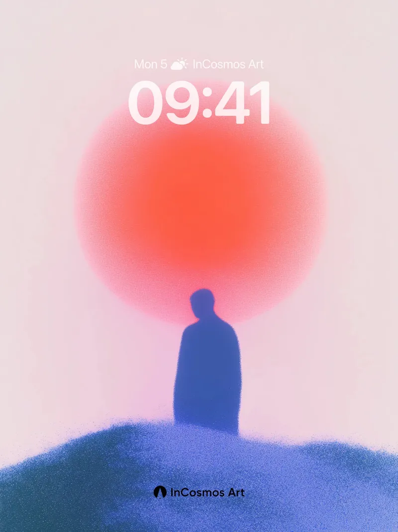 Silhouetted Solitude Wallpaper with Radiant Horizon
