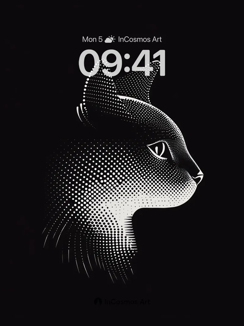 Silent Echoes Wallpaper with Dot Matrix Feline