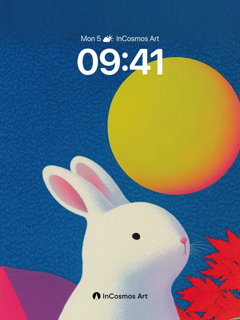 Lunar Hush Wallpaper with Moonlit Rabbit