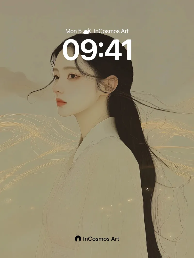 Serene Mist Wallpaper with Golden Threads